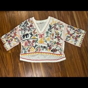 NWOT Zara Embroidered Shirt
